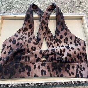 Fabletics Leopard Print Cross-Back Bralette size large